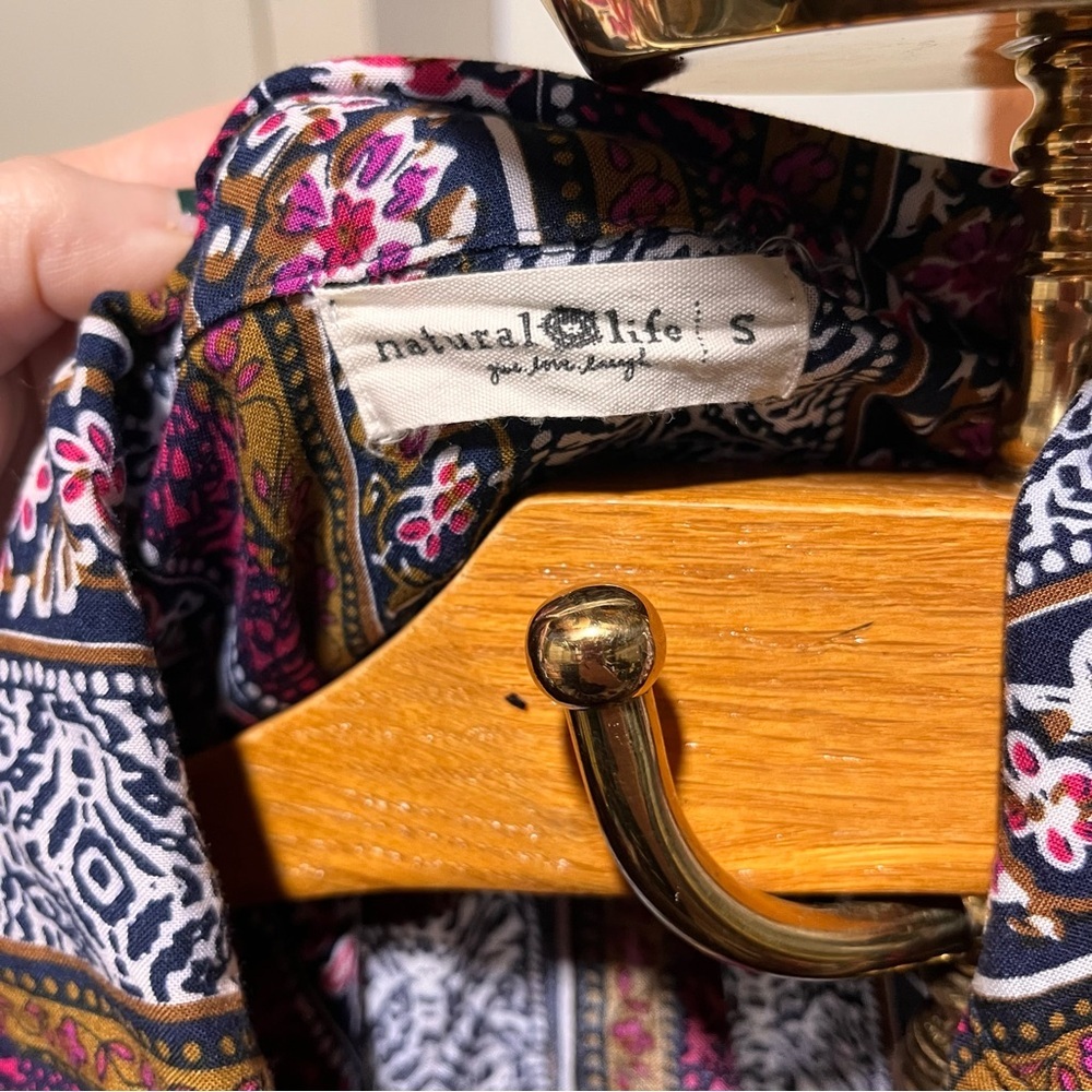Natural Life Ansley Button Down Mixed Print Shirt Dress Small - Picture 8 of 11